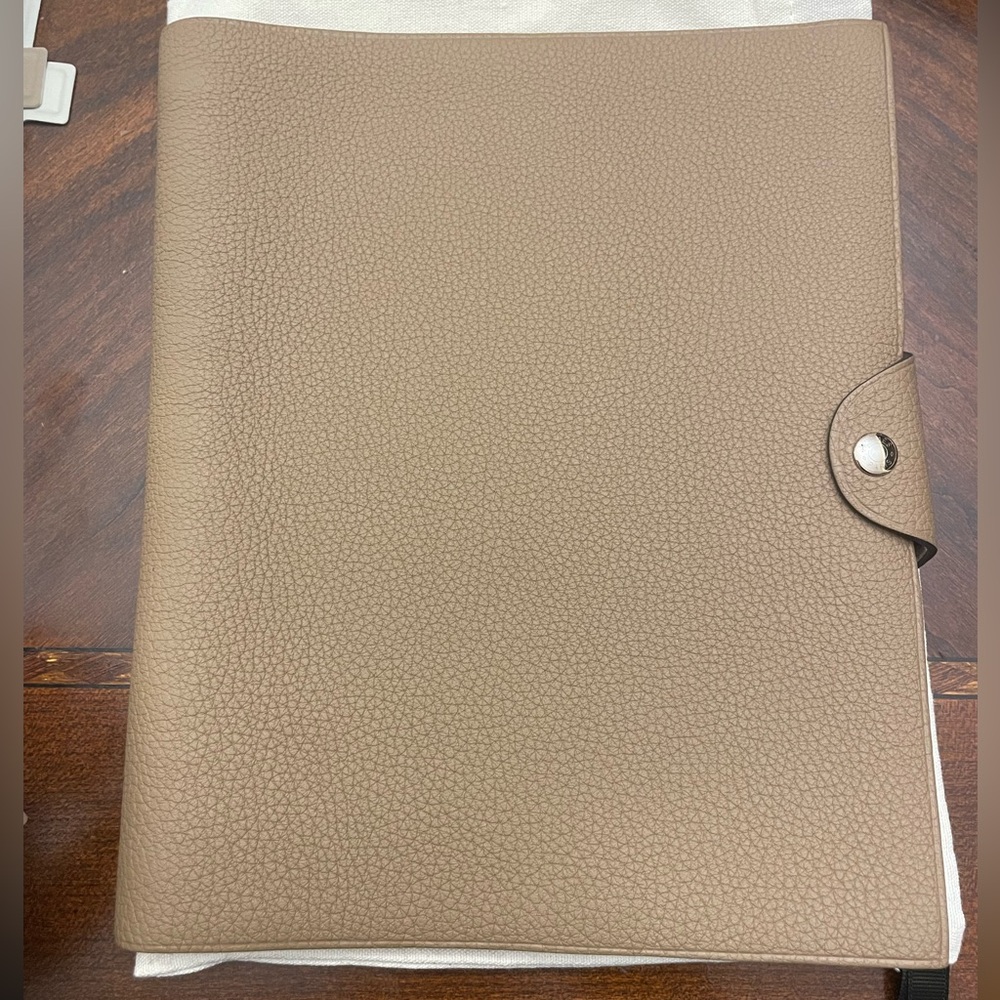 Hermes Ulysses MM Taupe Leather Notebook Cover